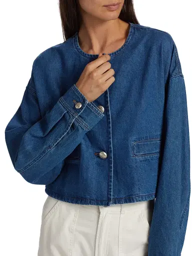 XÍRENA Women's Paley Cropped Denim Jacket | Thumbnail 6 XÍRENA Women's Paley Cropped Denim Jacket | Thumbnail 6