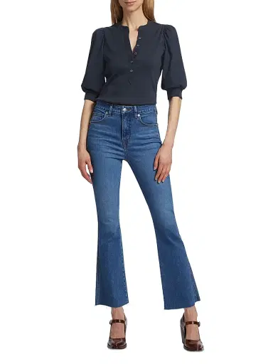 Veronica Beard Women's Coralee Puff-Sleeve Top - Navy - Size XS | Thumbnail 2 Veronica Beard Women's Coralee Puff-Sleeve Top - Navy - Size XS | Thumbnail 2