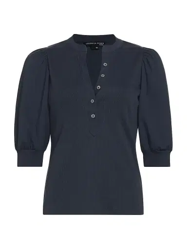 Veronica Beard Women's Coralee Puff-Sleeve Top - Navy - Size XS | Thumbnail 1 Veronica Beard Women's Coralee Puff-Sleeve Top - Navy - Size XS | Thumbnail 1