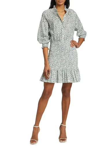Veronica Beard Women's Corsica Floral Cotton Minidress - Ecru Multi | Thumbnail 2 Veronica Beard Women's Corsica Floral Cotton Minidress - Ecru Multi | Thumbnail 2