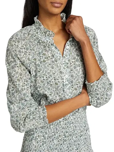 Veronica Beard Women's Corsica Floral Cotton Minidress - Ecru Multi | Thumbnail 6 Veronica Beard Women's Corsica Floral Cotton Minidress - Ecru Multi | Thumbnail 6
