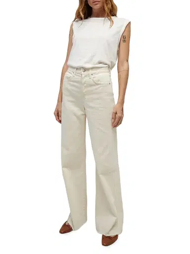 Veronica Beard Women's Taylor High-Rise Wide-Leg Jeans - Ecru - Size 32 | Thumbnail 2 Veronica Beard Women's Taylor High-Rise Wide-Leg Jeans - Ecru - Size 32 | Thumbnail 2