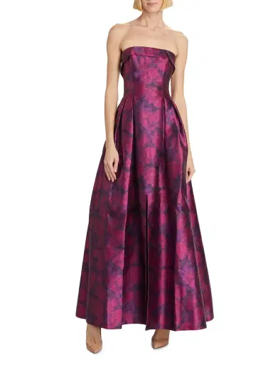 Sachin & Babi Women's Brielle Strapless Floral Mikado Gown - Magenta Bloom | Thumbnail 4 Sachin & Babi Women's Brielle Strapless Floral Mikado Gown - Magenta Bloom | Thumbnail 4