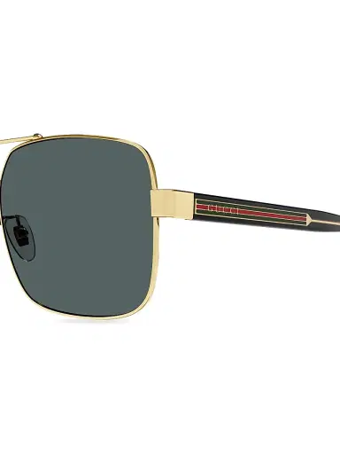 Gucci Men's Web Wirecore Navigator Metal Sunglasses - Gold | Thumbnail 3 Gucci Men's Web Wirecore Navigator Metal Sunglasses - Gold | Thumbnail 3