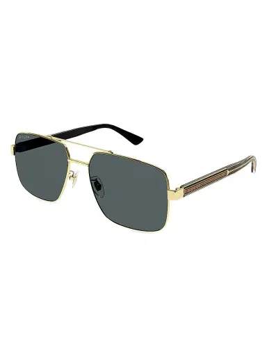 Gucci Men's Web Wirecore Navigator Metal Sunglasses - Gold | Thumbnail 1 Gucci Men's Web Wirecore Navigator Metal Sunglasses - Gold | Thumbnail 1