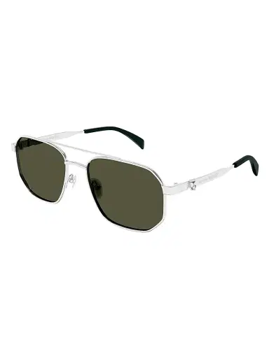 Alexander McQueen Men's Floating Skull Metal AM0458S 58MM Navigator Sunglasses - Silver Grey | Thumbnail 2 Alexander McQueen Men's Floating Skull Metal AM0458S 58MM Navigator Sunglasses - Silver Grey | Thumbnail 2