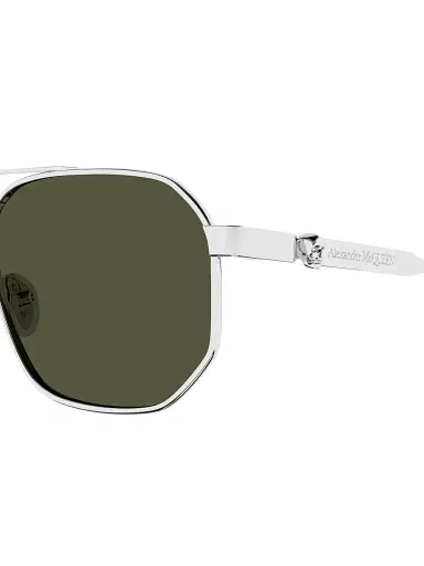 Alexander McQueen Men's Floating Skull Metal AM0458S 58MM Navigator Sunglasses - Silver Grey | Thumbnail 3 Alexander McQueen Men's Floating Skull Metal AM0458S 58MM Navigator Sunglasses - Silver Grey | Thumbnail 3