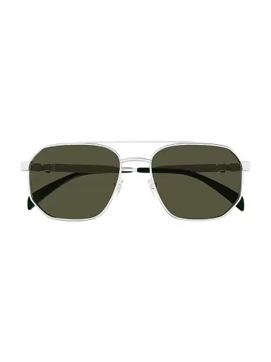 Alexander McQueen Men's Floating Skull Metal AM0458S 58MM Navigator Sunglasses - Silver Grey | Thumbnail 1 Alexander McQueen Men's Floating Skull Metal AM0458S 58MM Navigator Sunglasses - Silver Grey | Thumbnail 1