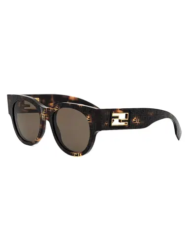 Fendi Women's Baguette 53MM Round Sunglasses - Brown Havana | Thumbnail 1 Fendi Women's Baguette 53MM Round Sunglasses - Brown Havana | Thumbnail 1
