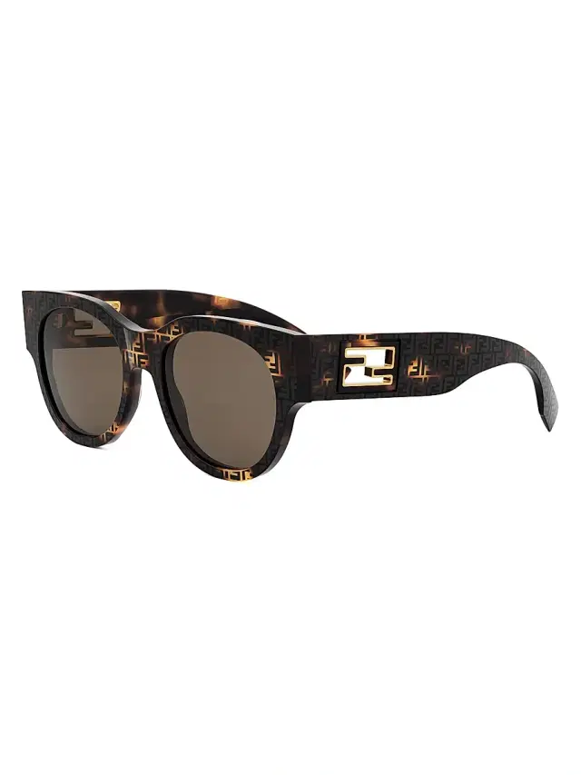 Women's Baguette 53MM Round Sunglasses - Brown Havana Women's Baguette 53MM Round Sunglasses - Brown Havana