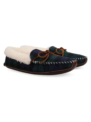 Polo Ralph Lauren Men's Yarmond Plaid Cotton & Shearling Slippers - Blackwatch Plaid | Thumbnail 2 Polo Ralph Lauren Men's Yarmond Plaid Cotton & Shearling Slippers - Blackwatch Plaid | Thumbnail 2