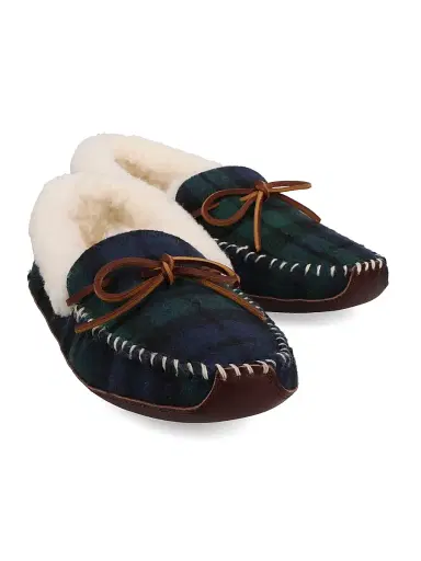 Polo Ralph Lauren Men's Yarmond Plaid Cotton & Shearling Slippers - Blackwatch Plaid | Thumbnail 3 Polo Ralph Lauren Men's Yarmond Plaid Cotton & Shearling Slippers - Blackwatch Plaid | Thumbnail 3