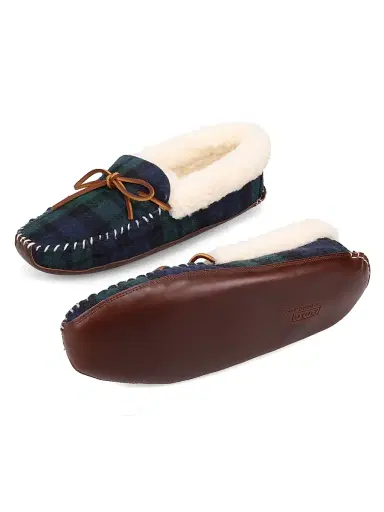 Polo Ralph Lauren Men's Yarmond Plaid Cotton & Shearling Slippers - Blackwatch Plaid | Thumbnail 6 Polo Ralph Lauren Men's Yarmond Plaid Cotton & Shearling Slippers - Blackwatch Plaid | Thumbnail 6