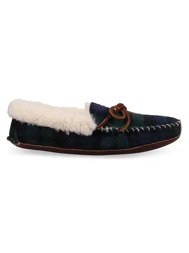 Polo Ralph Lauren Men's Yarmond Plaid Cotton & Shearling Slippers - Blackwatch Plaid | Thumbnail 1 Polo Ralph Lauren Men's Yarmond Plaid Cotton & Shearling Slippers - Blackwatch Plaid | Thumbnail 1