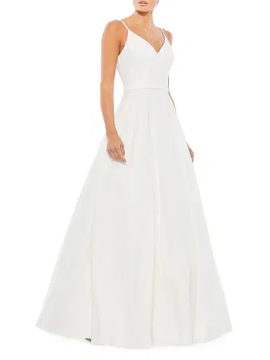 Mac Duggal Women's Classic Taffeta A-Line Gown - White | Thumbnail 1 Mac Duggal Women's Classic Taffeta A-Line Gown - White | Thumbnail 1