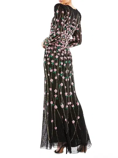 Mac Duggal Women's Beaded A-Line Gown - Black Multi | Thumbnail 3 Mac Duggal Women's Beaded A-Line Gown - Black Multi | Thumbnail 3