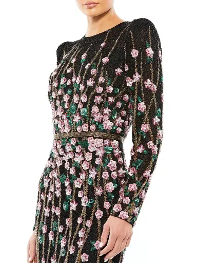 Mac Duggal Women's Beaded A-Line Gown - Black Multi | Thumbnail 4 Mac Duggal Women's Beaded A-Line Gown - Black Multi | Thumbnail 4