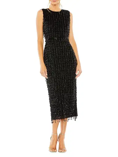 Mac Duggal Women's Beaded Fringe Sheath Dress - Black - Size 16 | Thumbnail 1 Mac Duggal Women's Beaded Fringe Sheath Dress - Black - Size 16 | Thumbnail 1