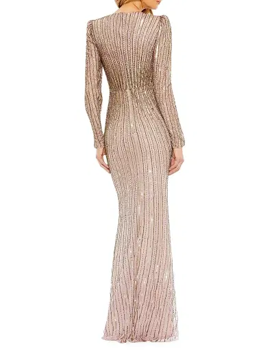 Mac Duggal Women's Embellished Knotted Column Gown - Mocha | Thumbnail 2 Mac Duggal Women's Embellished Knotted Column Gown - Mocha | Thumbnail 2