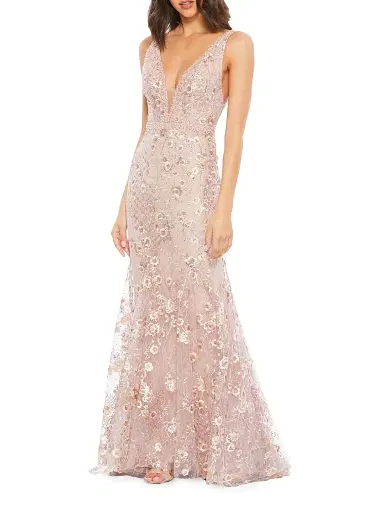 Mac Duggal Women's Embroidered Floral Modified A-Line Gown | Thumbnail 1 Mac Duggal Women's Embroidered Floral Modified A-Line Gown | Thumbnail 1