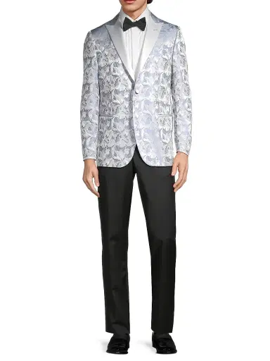 CORNELIANI Men's Jacquard Silk-Blend One-Button Dinner Jacket - Blue | Thumbnail 2 CORNELIANI Men's Jacquard Silk-Blend One-Button Dinner Jacket - Blue | Thumbnail 2