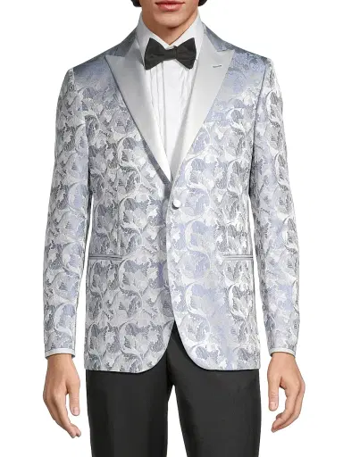 CORNELIANI Men's Jacquard Silk-Blend One-Button Dinner Jacket - Blue | Thumbnail 3 CORNELIANI Men's Jacquard Silk-Blend One-Button Dinner Jacket - Blue | Thumbnail 3