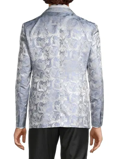 CORNELIANI Men's Jacquard Silk-Blend One-Button Dinner Jacket - Blue | Thumbnail 5 CORNELIANI Men's Jacquard Silk-Blend One-Button Dinner Jacket - Blue | Thumbnail 5