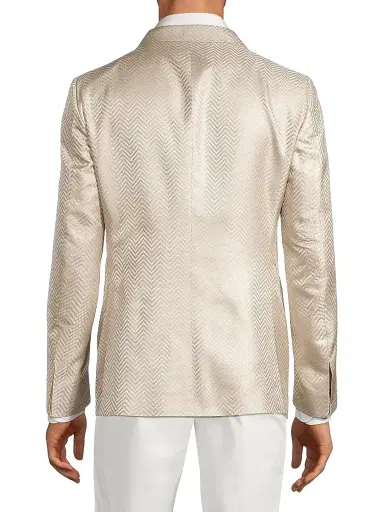 CORNELIANI Men's Silk Chevron Dinner Jacket - Champagne | Thumbnail 5 CORNELIANI Men's Silk Chevron Dinner Jacket - Champagne | Thumbnail 5