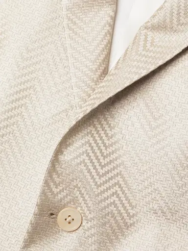 CORNELIANI Men's Silk Chevron Dinner Jacket - Champagne | Thumbnail 6 CORNELIANI Men's Silk Chevron Dinner Jacket - Champagne | Thumbnail 6