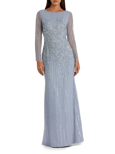 Mac Duggal Women's Sequined Fit & Flare Gown - Powder Blue - Size 18 | Thumbnail 1 Mac Duggal Women's Sequined Fit & Flare Gown - Powder Blue - Size 18 | Thumbnail 1