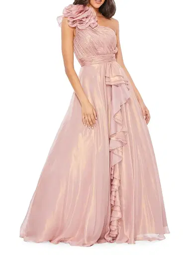 Mac Duggal Women's One-Shoulder Chiffon Gown - Rose Gold | Thumbnail 1 Mac Duggal Women's One-Shoulder Chiffon Gown - Rose Gold | Thumbnail 1