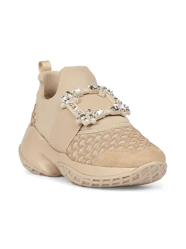 Roger Vivier Women's Viv Run Strass Buckle Sneakers - Beige | Thumbnail 2 Roger Vivier Women's Viv Run Strass Buckle Sneakers - Beige | Thumbnail 2