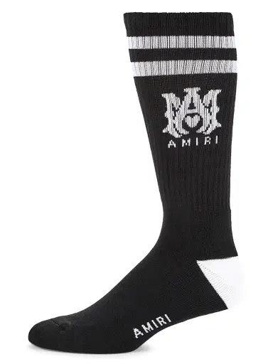 AMIRI Men's Ribbed Logo Sport Socks - Black | Thumbnail 1 AMIRI Men's Ribbed Logo Sport Socks - Black | Thumbnail 1