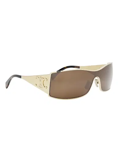 CELINE Women's Maxi Metal Triomphe Mask Sunglasses - Endura Gold Brown | Thumbnail 8 CELINE Women's Maxi Metal Triomphe Mask Sunglasses - Endura Gold Brown | Thumbnail 8