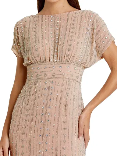 Mac Duggal Women's Beaded Mesh Column Midi-Dress - Dark Mocha | Thumbnail 4 Mac Duggal Women's Beaded Mesh Column Midi-Dress - Dark Mocha | Thumbnail 4