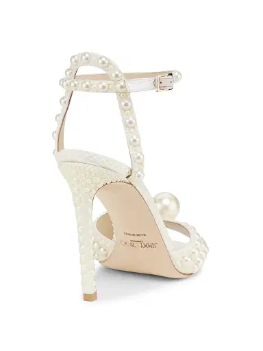 Jimmy Choo Women's Sacora 100MM Pearl-Embellished Sandals - White | Thumbnail 3 Jimmy Choo Women's Sacora 100MM Pearl-Embellished Sandals - White | Thumbnail 3