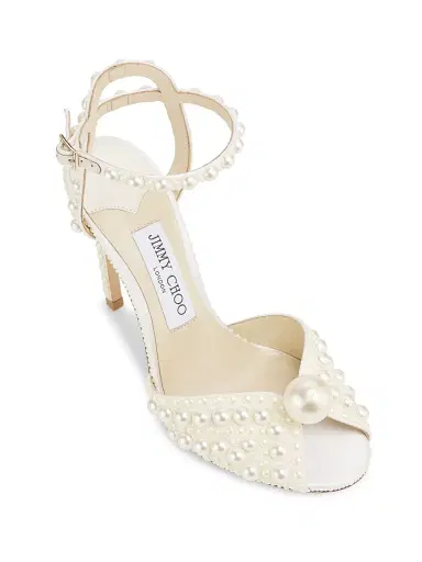 Jimmy Choo Women's Sacora 100MM Pearl-Embellished Sandals - White | Thumbnail 4 Jimmy Choo Women's Sacora 100MM Pearl-Embellished Sandals - White | Thumbnail 4