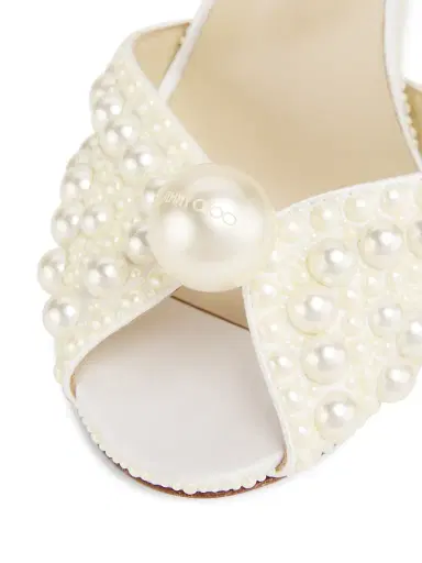 Jimmy Choo Women's Sacora 100MM Pearl-Embellished Sandals - White | Thumbnail 5 Jimmy Choo Women's Sacora 100MM Pearl-Embellished Sandals - White | Thumbnail 5