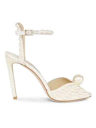 Jimmy Choo Women's Sacora 100MM Pearl-Embellished Sandals - White | Thumbnail 1 Jimmy Choo Women's Sacora 100MM Pearl-Embellished Sandals - White | Thumbnail 1