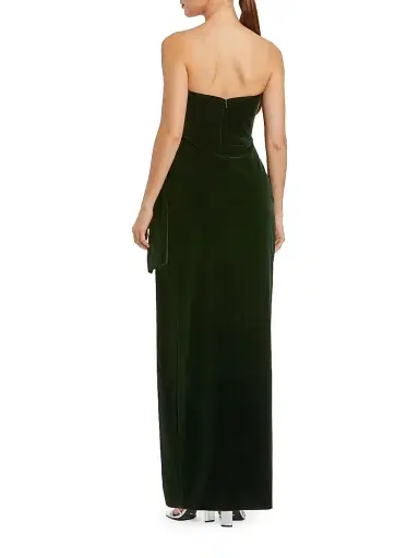 Mac Duggal Women's Draped Velvet Strapless Bow Hip Gown - Olive - Size 16 | Thumbnail 2 Mac Duggal Women's Draped Velvet Strapless Bow Hip Gown - Olive - Size 16 | Thumbnail 2