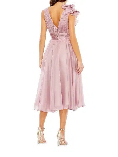 Mac Duggal Women's Chiffon Sleeveless Fit & Flare Midi-Dress - Rose | Thumbnail 3 Mac Duggal Women's Chiffon Sleeveless Fit & Flare Midi-Dress - Rose | Thumbnail 3