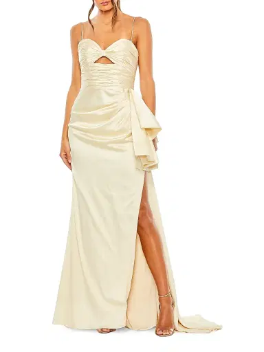 Mac Duggal Women's Cut-Out Bow Satin Gown | Thumbnail 1 Mac Duggal Women's Cut-Out Bow Satin Gown | Thumbnail 1