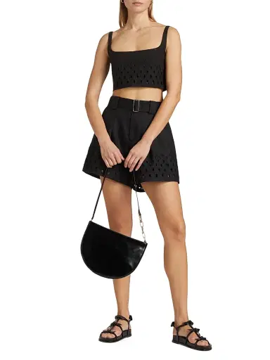 A.L.C. Women's Sky Eyelet Linen Crop Top - Black | Thumbnail 2 A.L.C. Women's Sky Eyelet Linen Crop Top - Black | Thumbnail 2