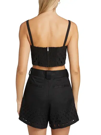 A.L.C. Women's Sky Eyelet Linen Crop Top - Black | Thumbnail 5 A.L.C. Women's Sky Eyelet Linen Crop Top - Black | Thumbnail 5
