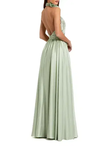 Mac Duggal Women's Chiffon Halter Gown - Sage | Thumbnail 2 Mac Duggal Women's Chiffon Halter Gown - Sage | Thumbnail 2