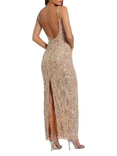 Mac Duggal Women's Beaded Gown - Beige Silver | Thumbnail 2 Mac Duggal Women's Beaded Gown - Beige Silver | Thumbnail 2