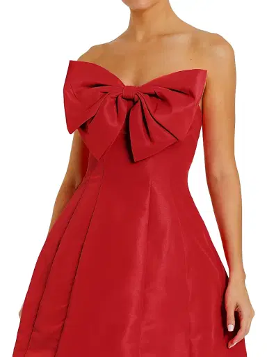 Mac Duggal Women's Strapless Bow Minidress - Red | Thumbnail 4 Mac Duggal Women's Strapless Bow Minidress - Red | Thumbnail 4