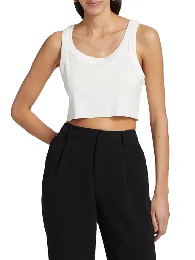 A.L.C. Women's Halsey Cotton Crop Tank - White | Thumbnail 3 A.L.C. Women's Halsey Cotton Crop Tank - White | Thumbnail 3