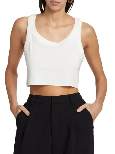 A.L.C. Women's Halsey Cotton Crop Tank - White | Thumbnail 6 A.L.C. Women's Halsey Cotton Crop Tank - White | Thumbnail 6