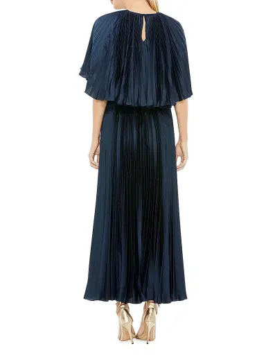 Mac Duggal Women's Plissé Cape-Sleeve Cocktail Dress - Midnight | Thumbnail 2 Mac Duggal Women's Plissé Cape-Sleeve Cocktail Dress - Midnight | Thumbnail 2